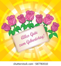 yellow background with roses - Alles gute zum Geburtstag - Happy birthday