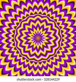 Yellow background with sphere (optical expansion illusion)