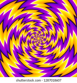 Yellow background with spirals. Spin illusion.