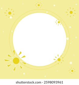 yellow background for stories with a round field for text and suns