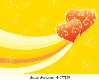  yellow background with stripes on heart shape