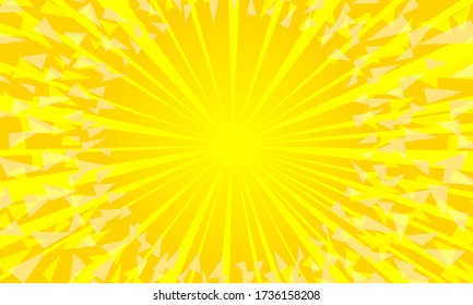 yellow background with sun rays. Pop art retro vector illustration kitsch vintage 50s 60s style