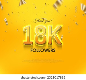 Yellow background thank you 18k followers, elegant luxury premium design.