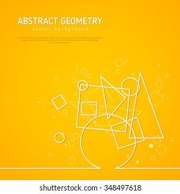 Yellow background with triangle,circle, square shapes. Abstract form. Vector Illustration. Abstract molecule design. Technology background with connected lines for business presentation