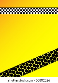yellow background with tyre track