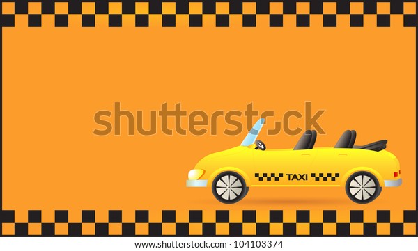 yellow\
background visiting card with taxi car\
cabriolet