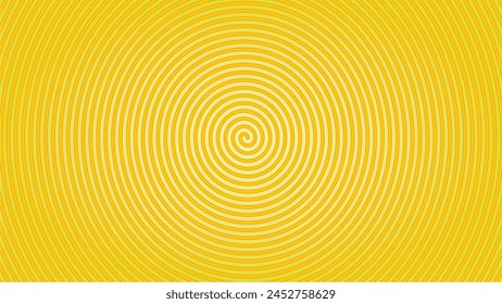 Yellow background with vortex, spiral. Dimension 16:9. Vector illustration.