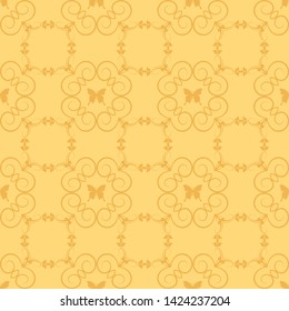 Yellow background wallpaper seamless pattern in retro style, vector image