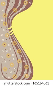 yellow background with wave and flowers.