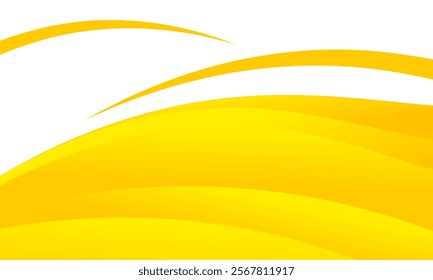 Yellow Background Waving Futuristic Abstract, Modern Design Concept of Overlapping Orange Gradation Yellow Wave