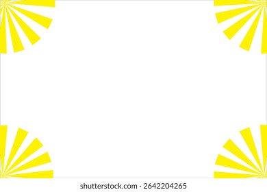 yellow background with white sun ray. Pattern of starburst. Abstract texture with light of sunburst. Radial beam of sunlight. Retro background with flash. Design of sunbeams.