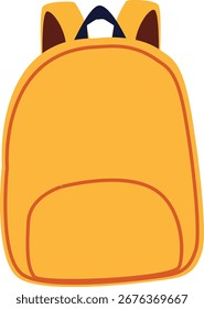 Yellow backpack with brown straps, simple school accessory illustration perfect for kids' content.