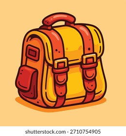 Ilustración vectorial de dibujos animados de mochila amarilla