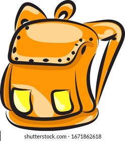 Gelber Rucksack, Illustration, Vektorillustration auf weißem Hintergrund.