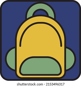 Gelber Rucksack, Illustration, Vektorgrafik auf weißem Hintergrund.