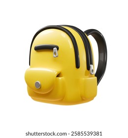 Yellow Backpack, School bag realistic cartoon icon isolated, Back to school and education concept.