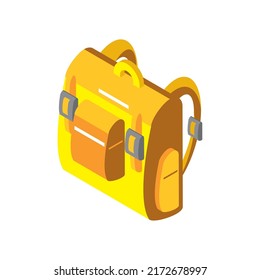 icono de suministro de mochila amarilla aislado isométrico