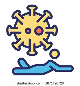 Gelbes Bakteriensymbol, verschiedene Corona-Virus-Symbole, Coronavirus, Covid-Symbol, covid-19 farbiges Koronavirus-Symbol.