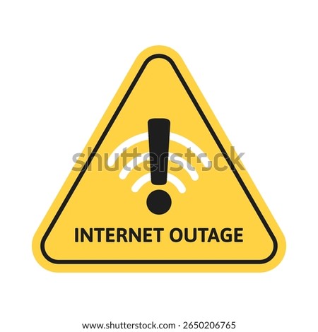 Yellow Bad Internet Outage Warning Sign Symbol In Triangular Attention Design. for Error Connection Notices, Lose wi-fi Alerts, Network Failure. Cutout Online Problem Troubleshooting Caution Vector.