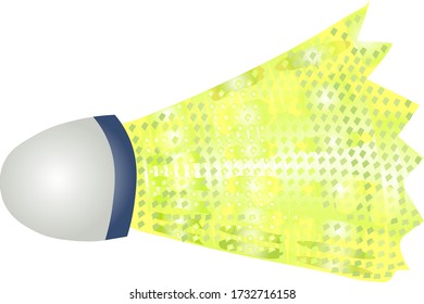 Yellow badminton shuttlecock on a white background