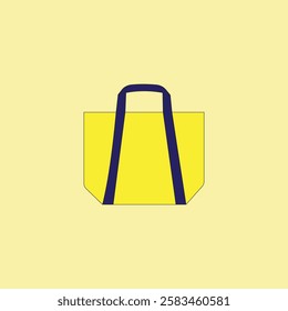 Yellow bag with blue straps vector illustration. Carrier and storage bag