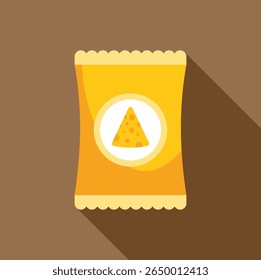 Gelbe Tasche Käse Puffs Mais Chips präsentiert ein Dreieck Käse-Logo