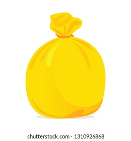 yellow bag plastic waste, garbage bags plastic yellow, yellow plastic trash bag illustration (vector)