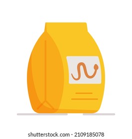 Yellow bag of snake food. Vector illustration snake food.