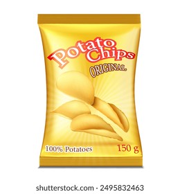 Yellow bag-package for chips. Vector illustration