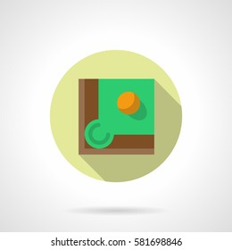 Yellow ball for billiard game. Round flat color style icon