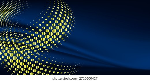 Yellow ball and black abstract background

