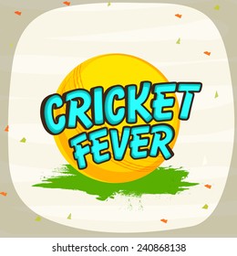 Yellow ball for Cricket Fever on stylish background.