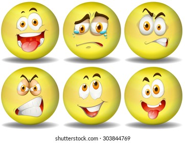 Yellow ball expressions emoticons illustration