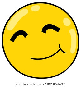 the yellow ball head is smiling warmly, vector illustration carton emoticon. doodle icon drawing