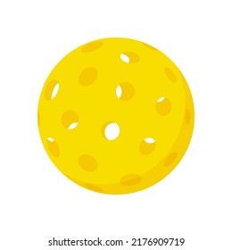 Yellow ball for pickleball isolated vector illustration on white background