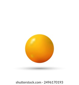 Yellow ball with shadow isolated on white background. Realistic metal ball 3d sphere or shiny glossy bubble. Vector illustration