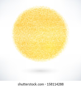 Yellow ball with the texture of old paint. Abstract empty shape with gray drop shadow isolated on white background. Quickly and easy repaint it in any color. Vector illustration design element 10 eps