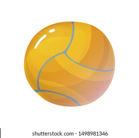 Yellow ball for water polo sport, vector illustration isolated on white, flat cartoon style