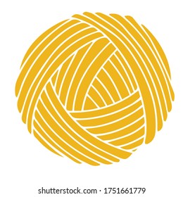  Yellow ball of yarn from natural wool. vector illustration on a white background. needlework knitting doodles