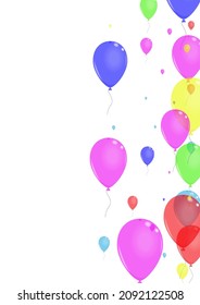 Yellow Ballon Background White Vector. Air Wedding Frame. Purple Streamers. Green Helium. Confetti Celebration Set.