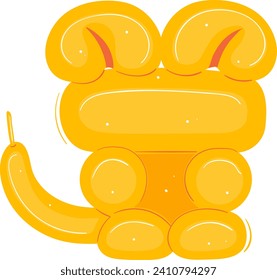 Yellow balloon animal dog sitting. Cartoon balloon dog, playful party decoration vector illustration.