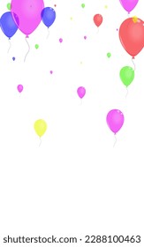 Yellow Balloon Background White Vector. Surprise Abstract Set. Red Inflatable. Green Air. Ballon Falling Border.