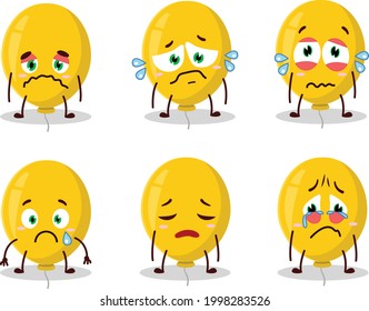 Yellow balloon cartoon character with sad expression. Vector illustration