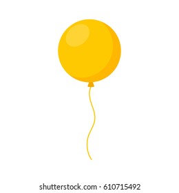 Yellow balloon in cartoon flat style isolated on white background. Vector icon