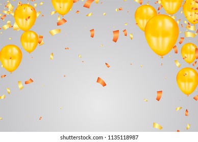 yellow balloon and confetti