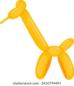 Yellow balloon dog isolated on white background. Balloon animal shaped like a dog for party decoration vector illustration.