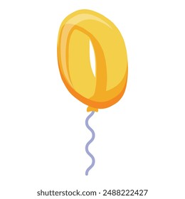 Yellow balloon is floating with the number zero on it for a birthday party