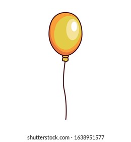 yellow balloon icon over white background, vector illustration