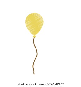 yellow balloon icon over white background. colorful and sketch design. vector illustration
