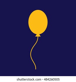 Yellow balloon icon vector. Blue background